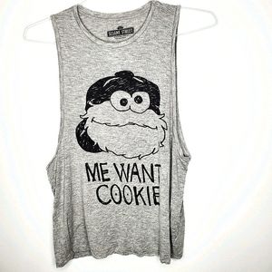23) SESAME STREET "Me Want Cookie" Cool Cookie Monster Sz. Med Jr